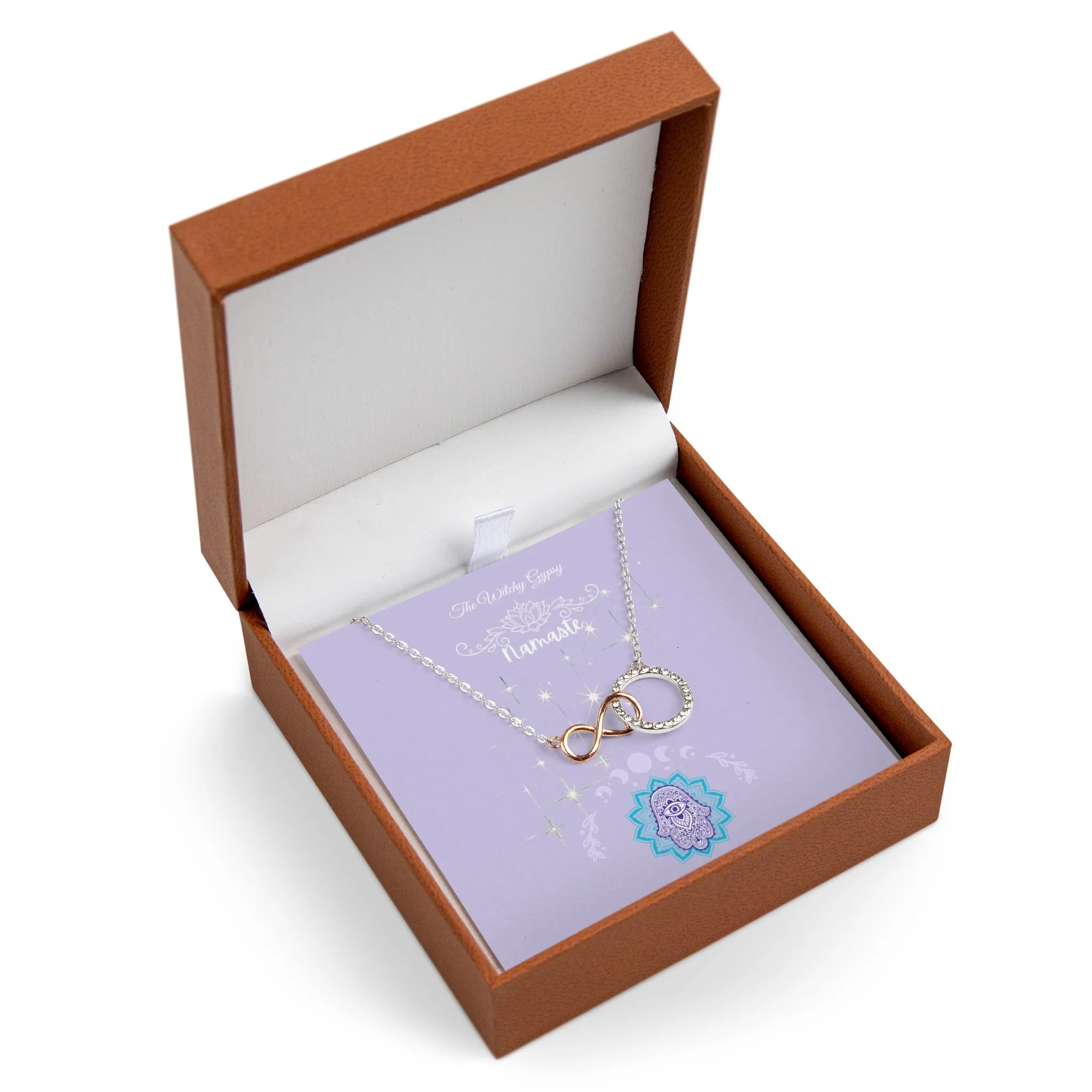 Namaste Infinity Circle Necklace, Enchanting Namaste Infinity Circle Necklace