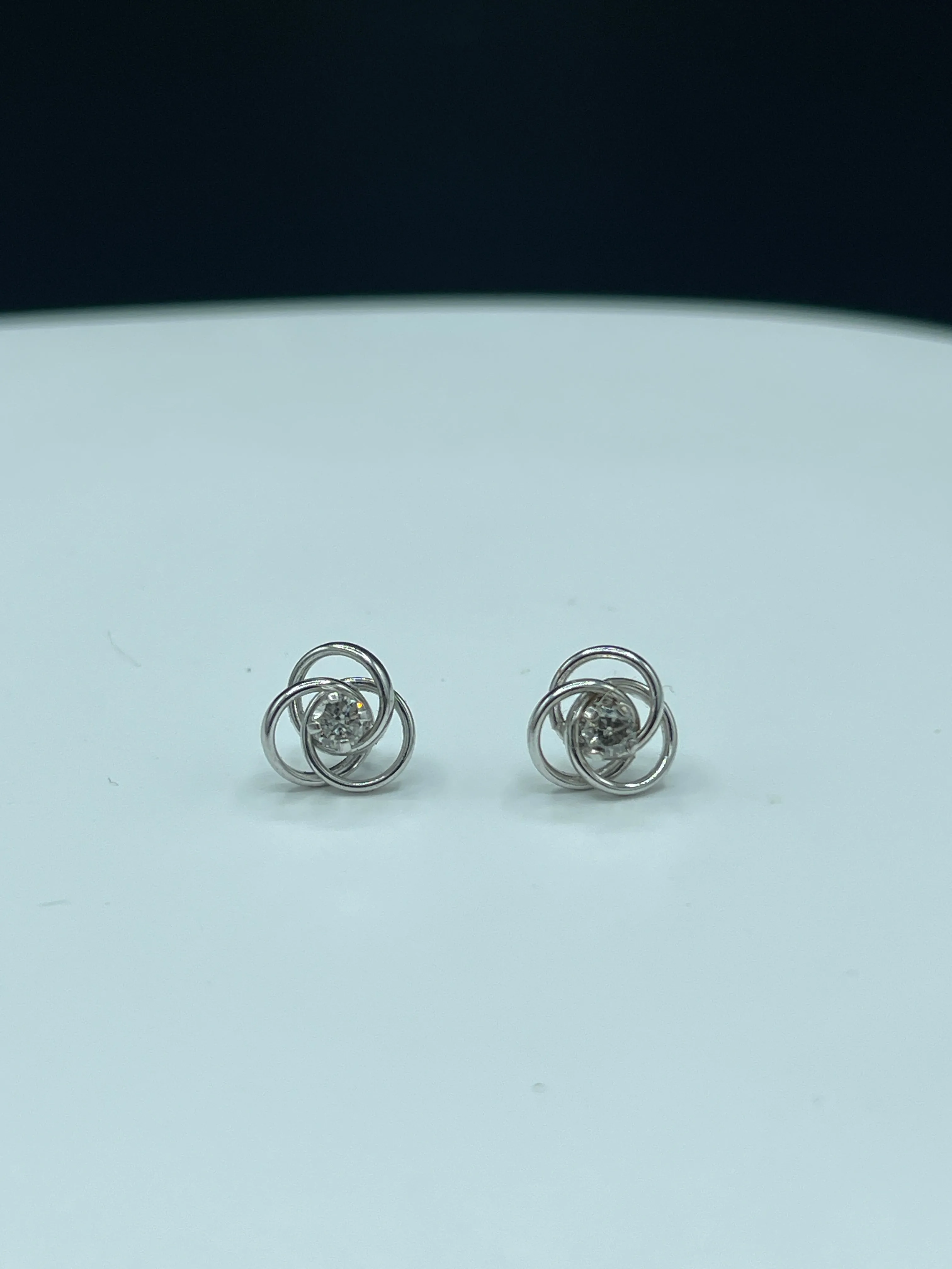 Natural Diamond 14k White Gold Swirl Stud Earrings - 0.25 Carats