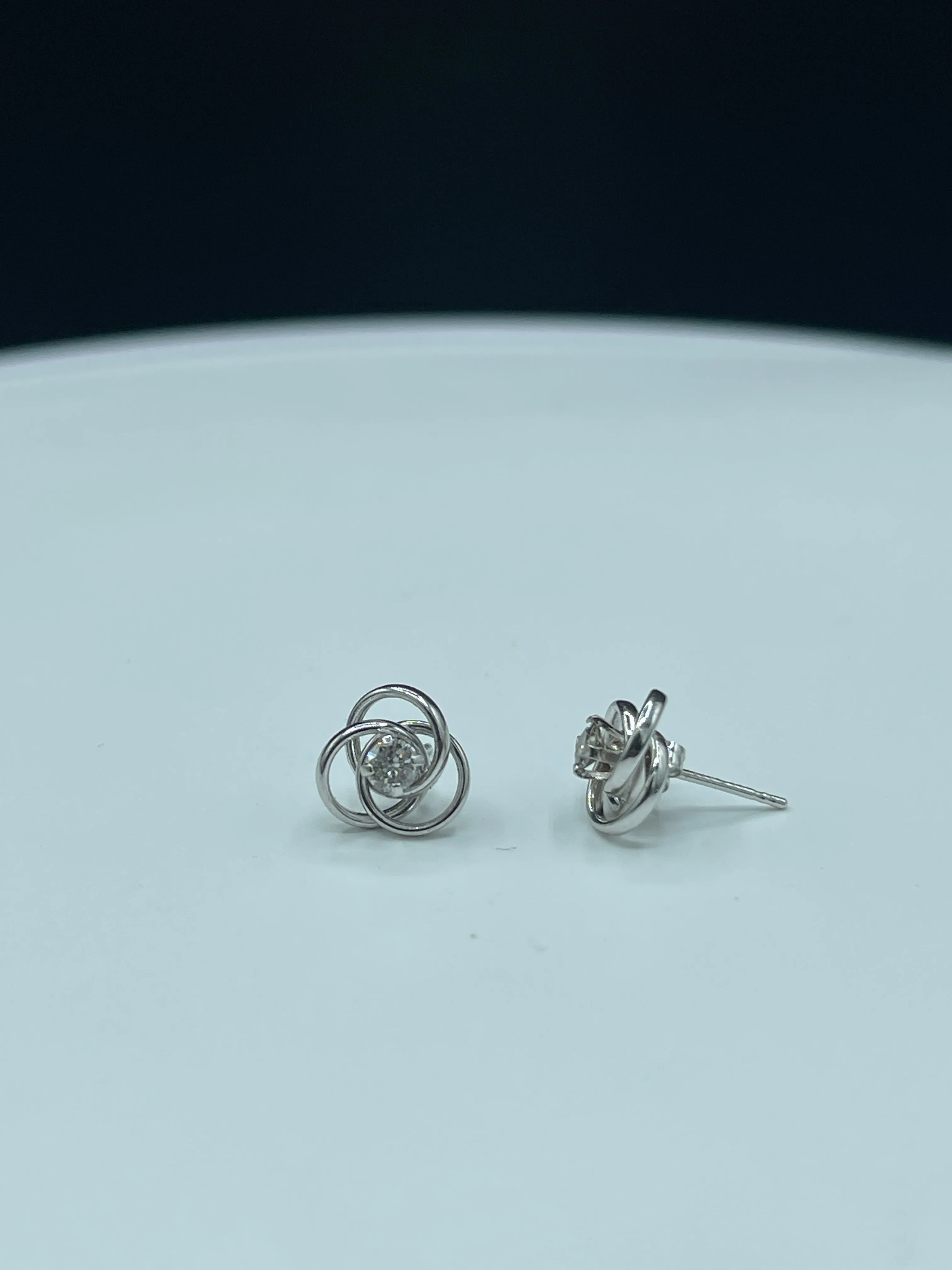 Natural Diamond 14k White Gold Swirl Stud Earrings - 0.25 Carats