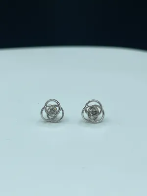 Natural Diamond 14k White Gold Swirl Stud Earrings - 0.25 Carats