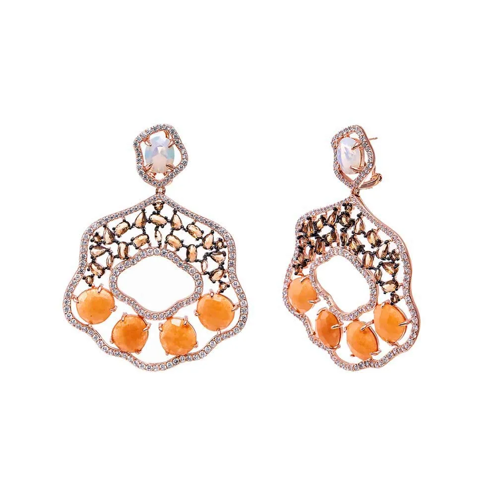 Neutral And Opal Stone Drop Fancy Earring