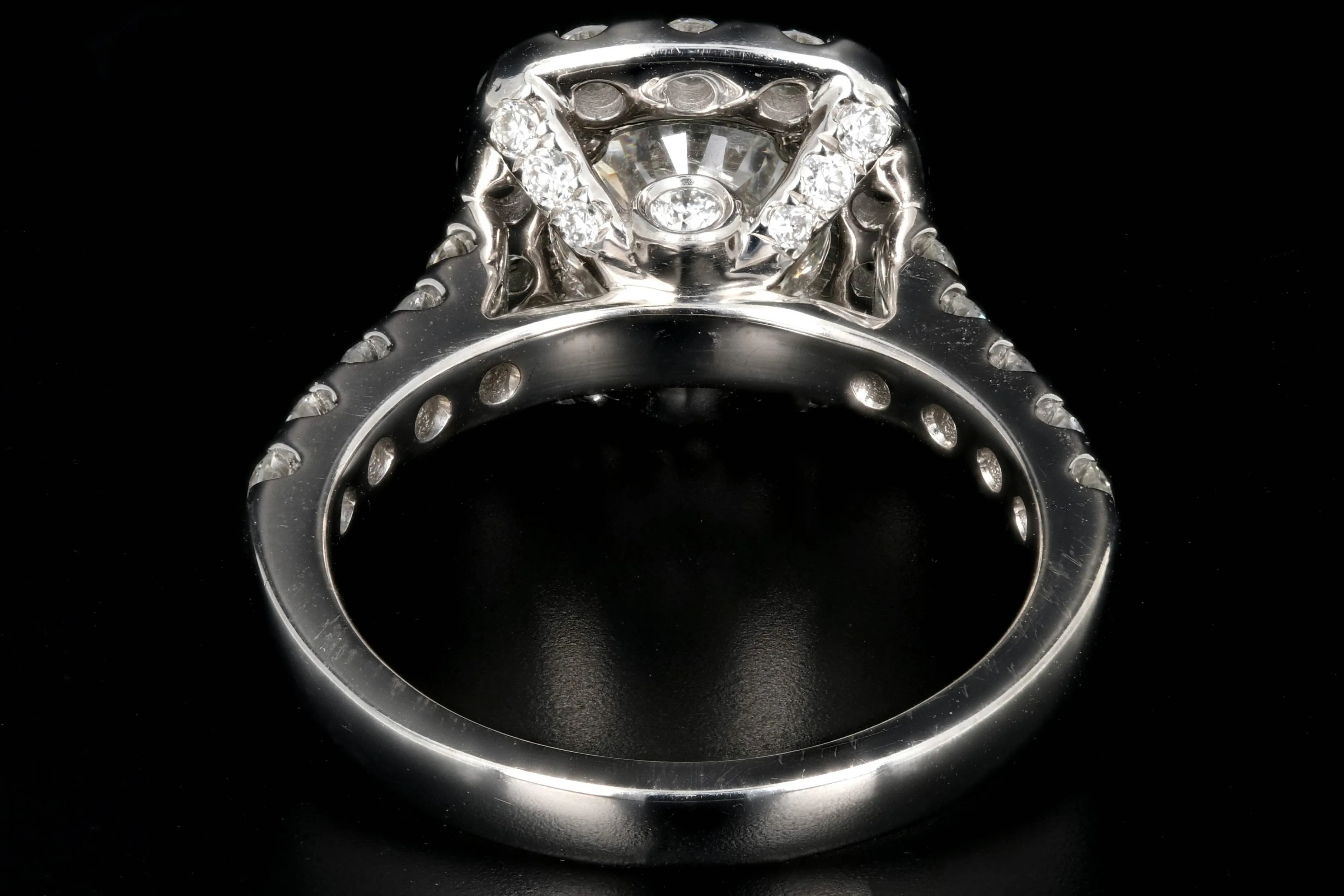New 14K White Gold 1.51 Carat Round Brilliant Cut Diamond Halo Engagement Ring GIA Certified
