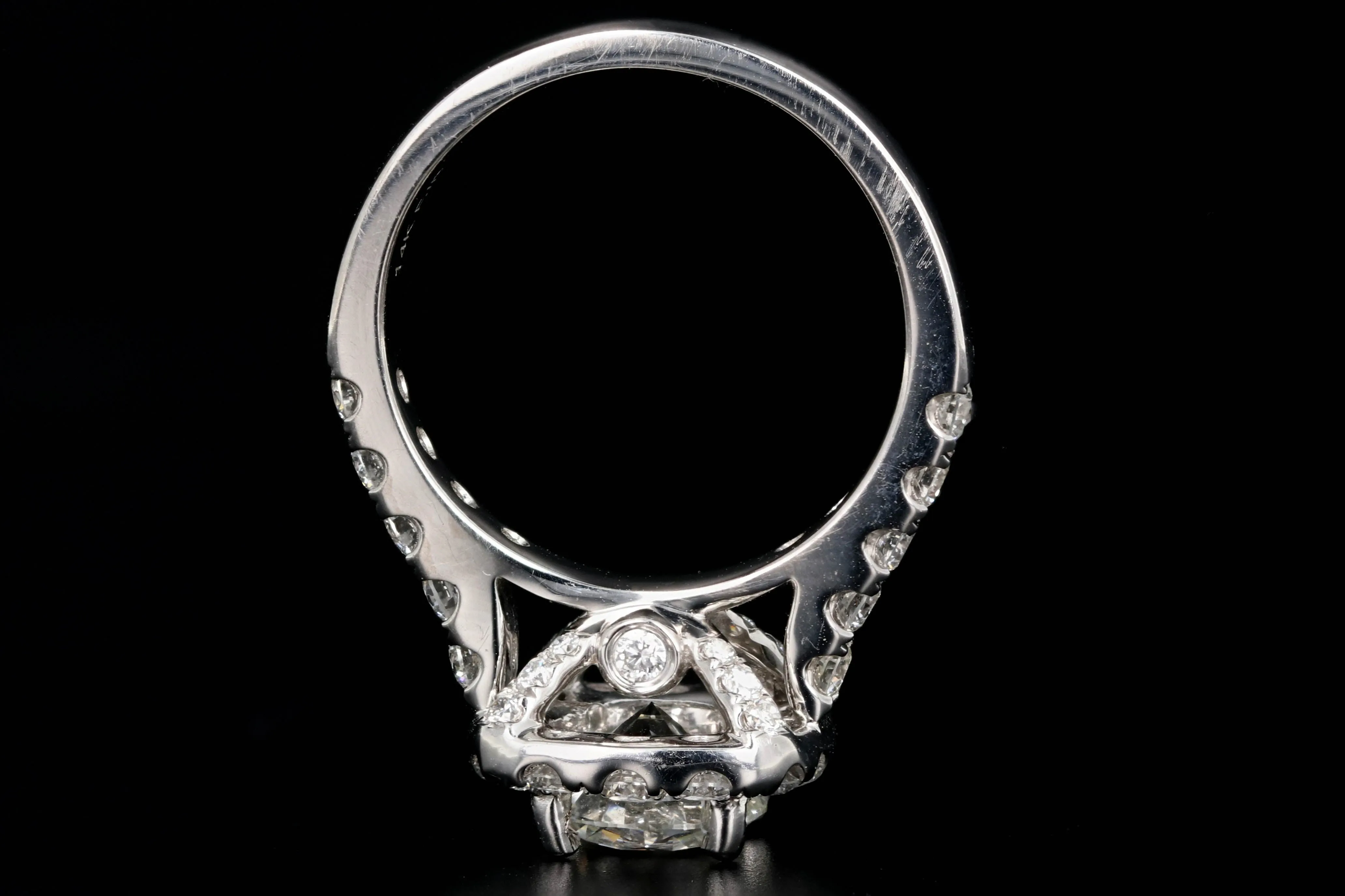 New 14K White Gold 1.51 Carat Round Brilliant Cut Diamond Halo Engagement Ring GIA Certified
