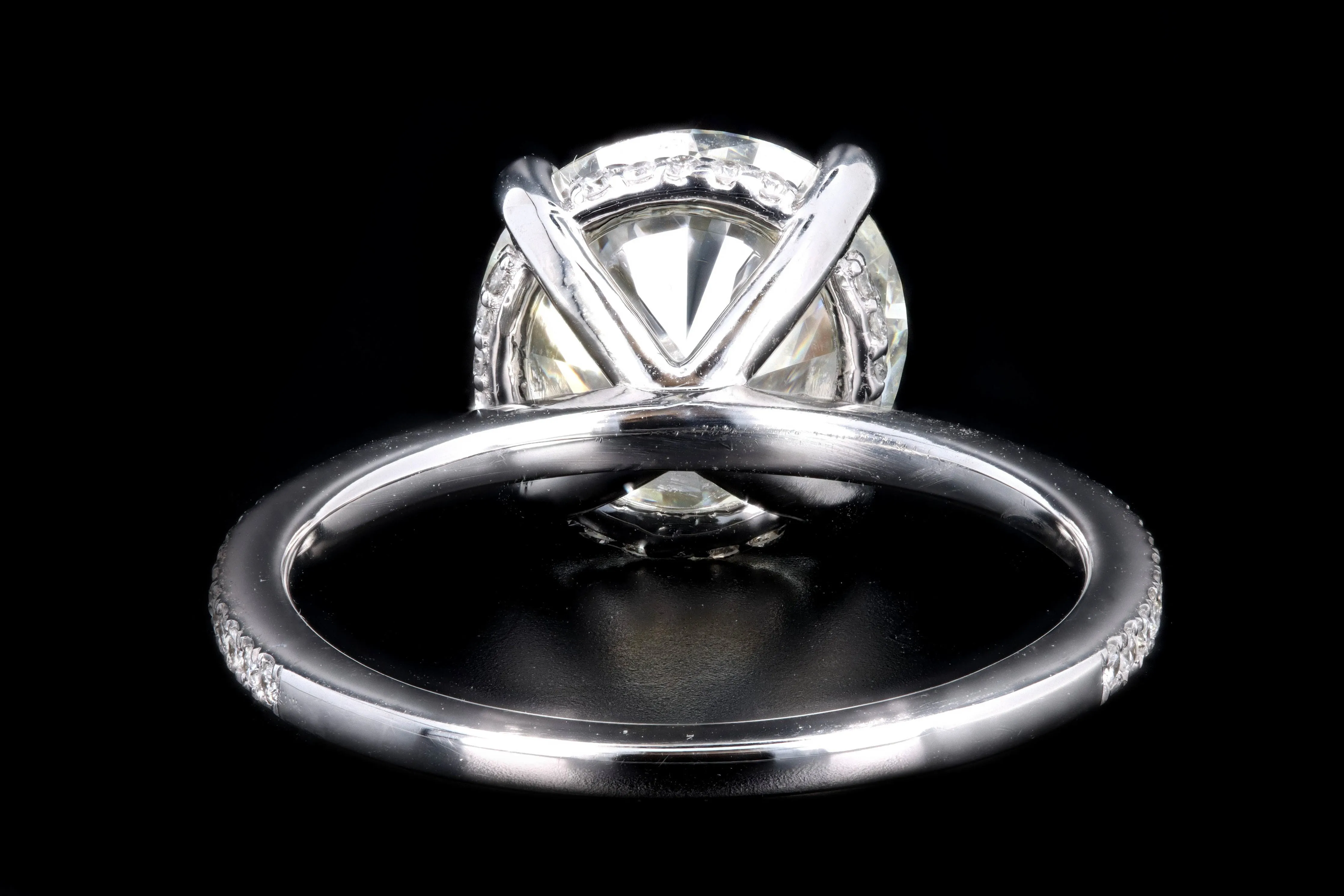 New 14K White Gold 3.51 Carat Round Brilliant Cut Diamond Engagement Ring GIA Certified