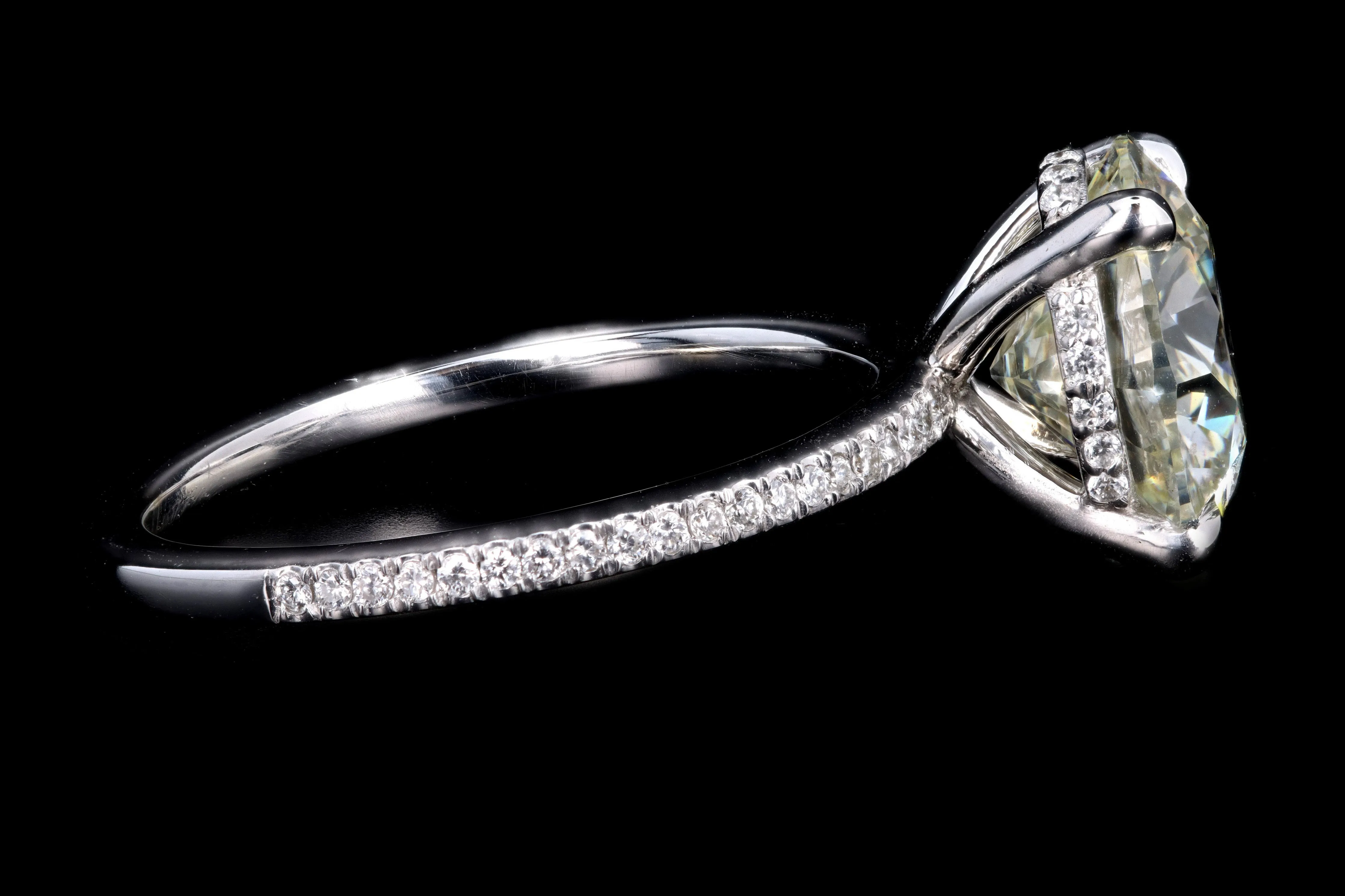 New 14K White Gold 3.51 Carat Round Brilliant Cut Diamond Engagement Ring GIA Certified