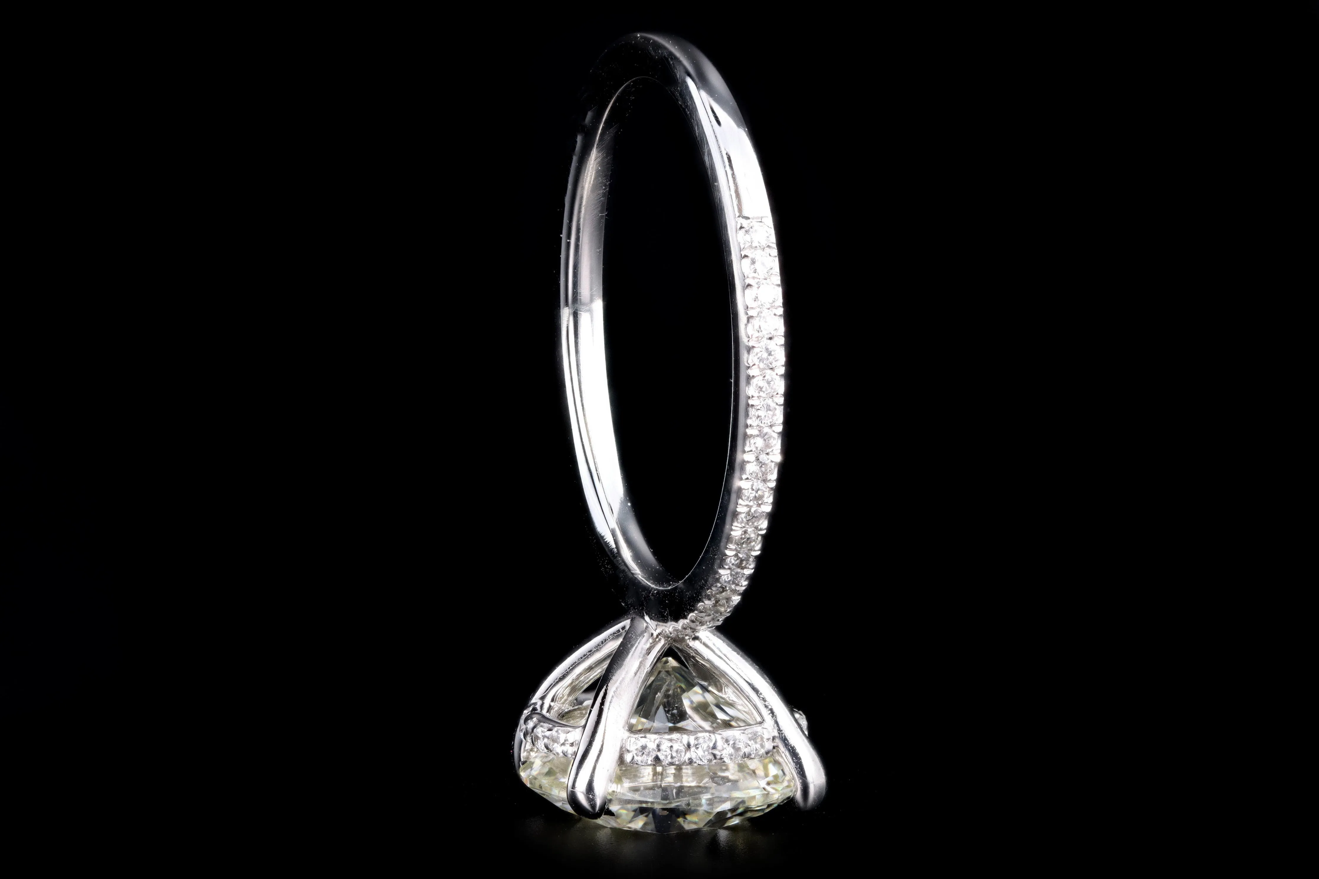New 14K White Gold 3.51 Carat Round Brilliant Cut Diamond Engagement Ring GIA Certified