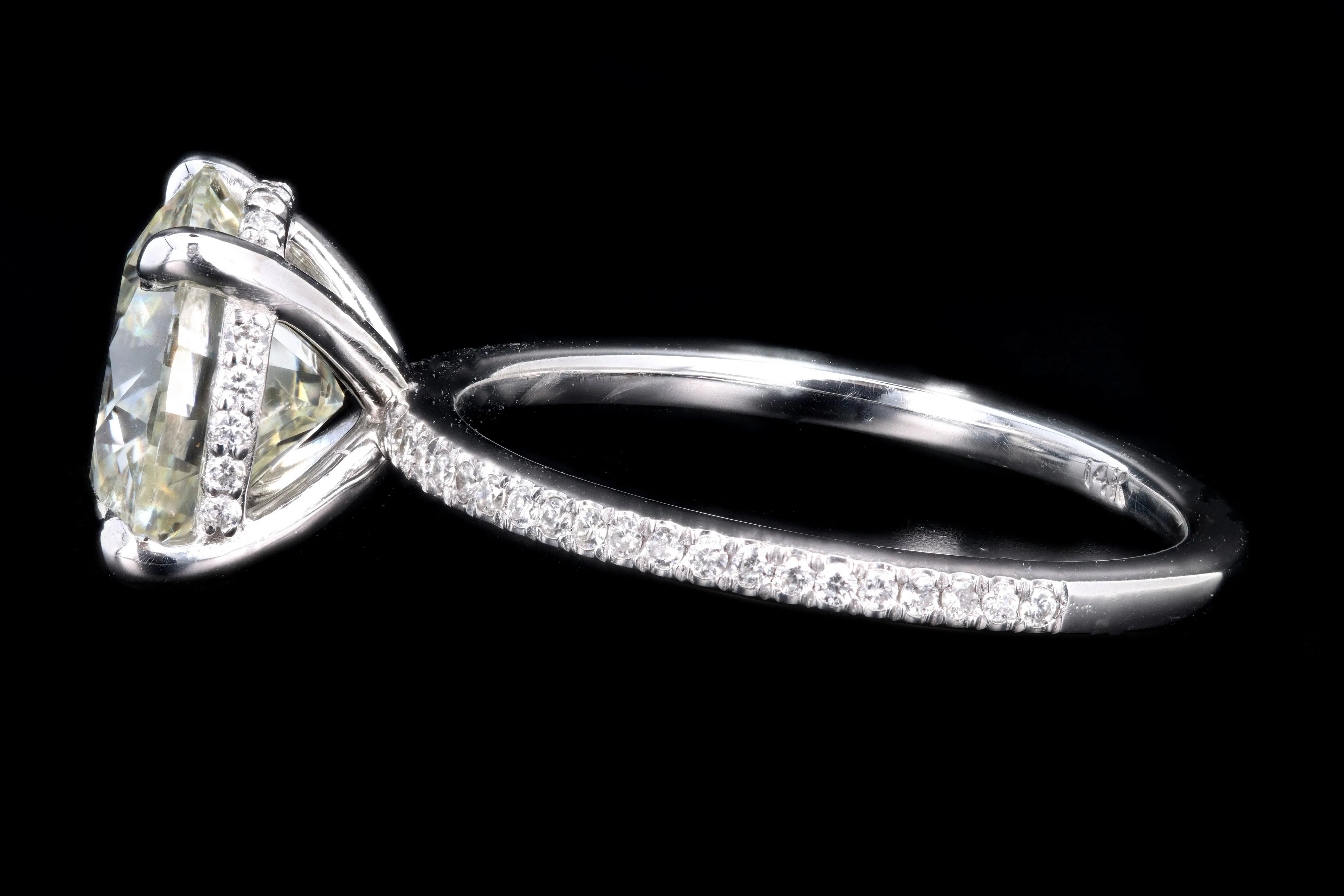 New 14K White Gold 3.51 Carat Round Brilliant Cut Diamond Engagement Ring GIA Certified