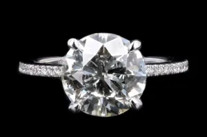 New 14K White Gold 3.51 Carat Round Brilliant Cut Diamond Engagement Ring GIA Certified