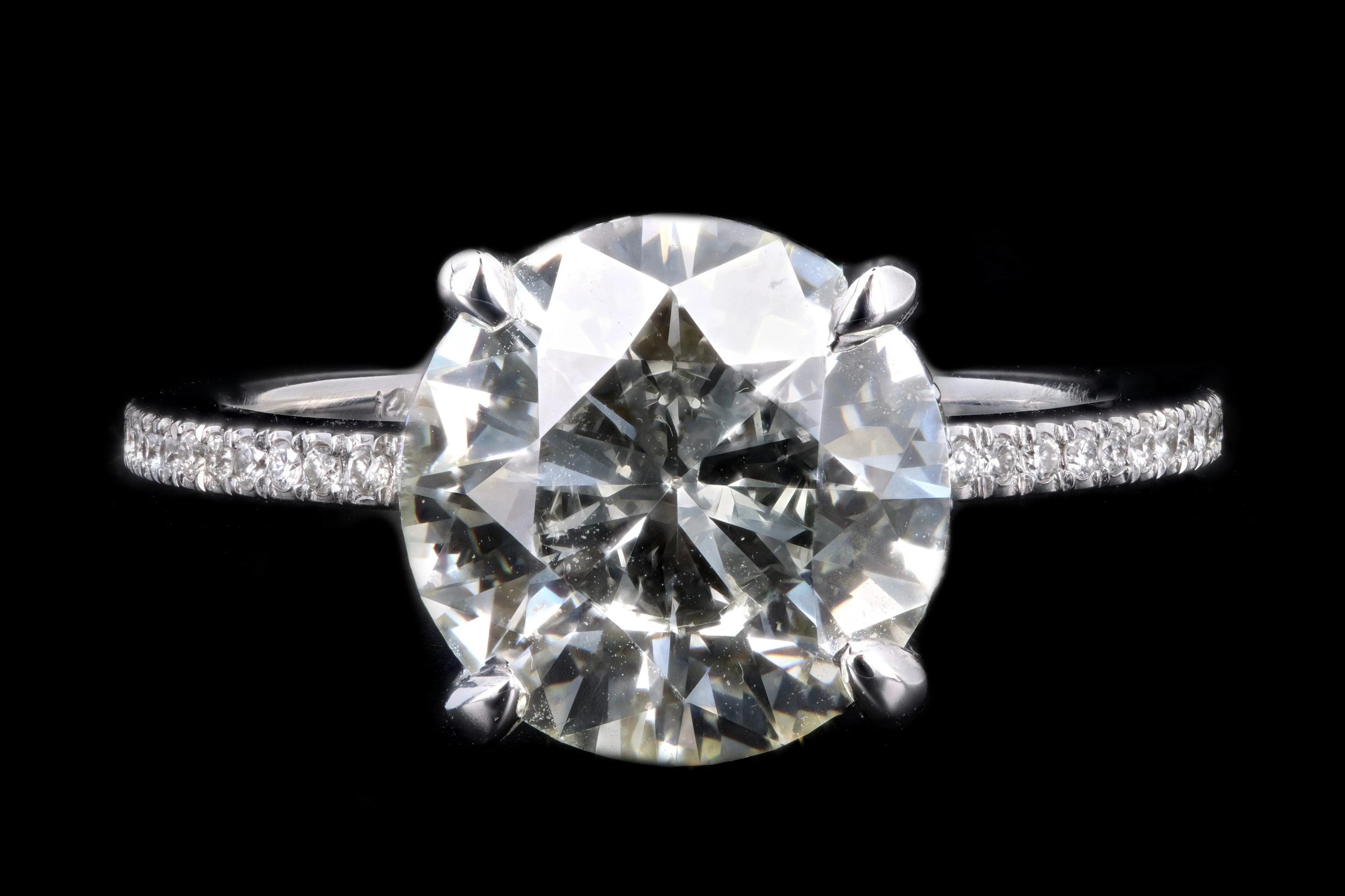 New 14K White Gold 3.51 Carat Round Brilliant Cut Diamond Engagement Ring GIA Certified