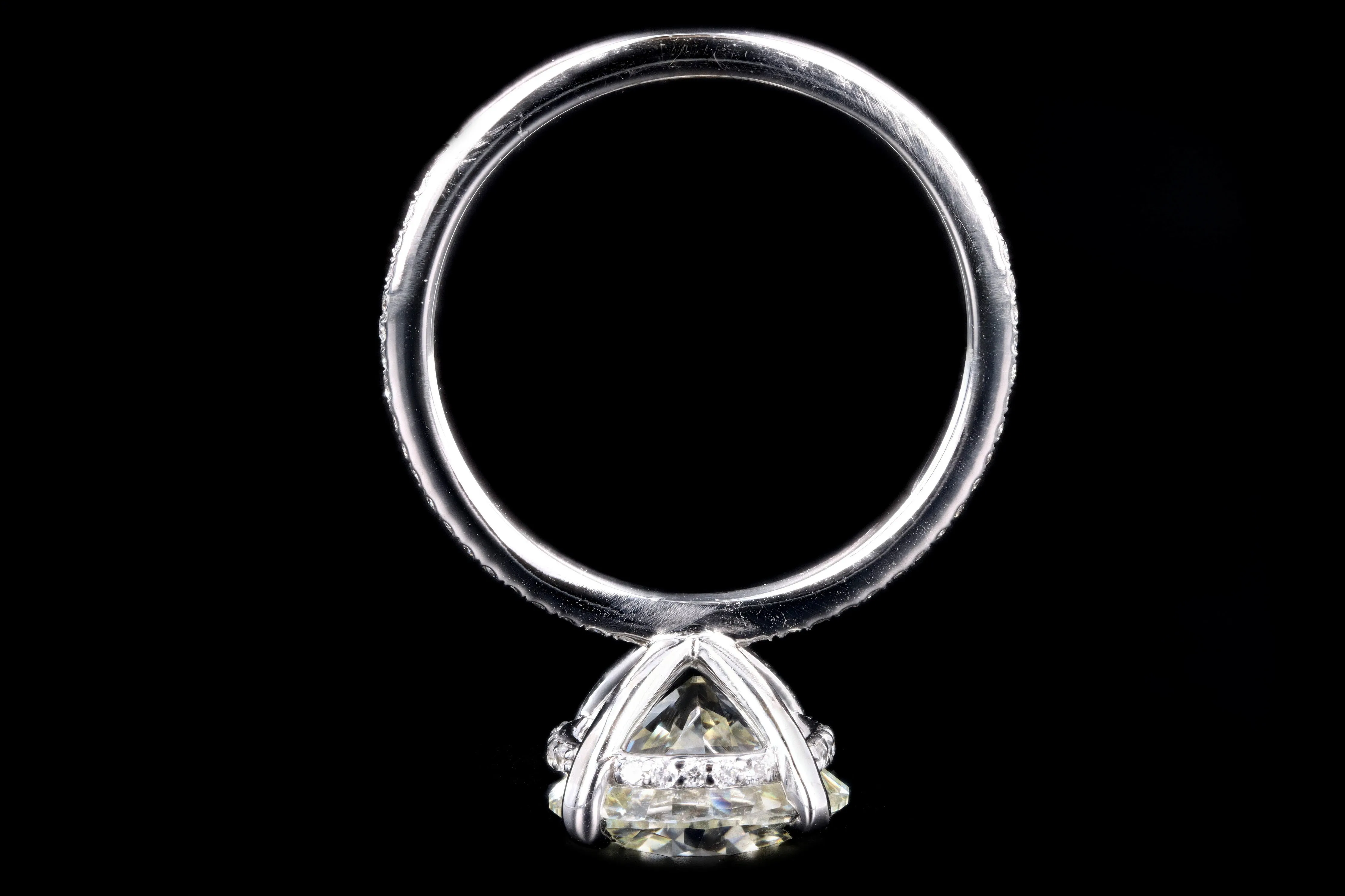 New 14K White Gold 3.51 Carat Round Brilliant Cut Diamond Engagement Ring GIA Certified