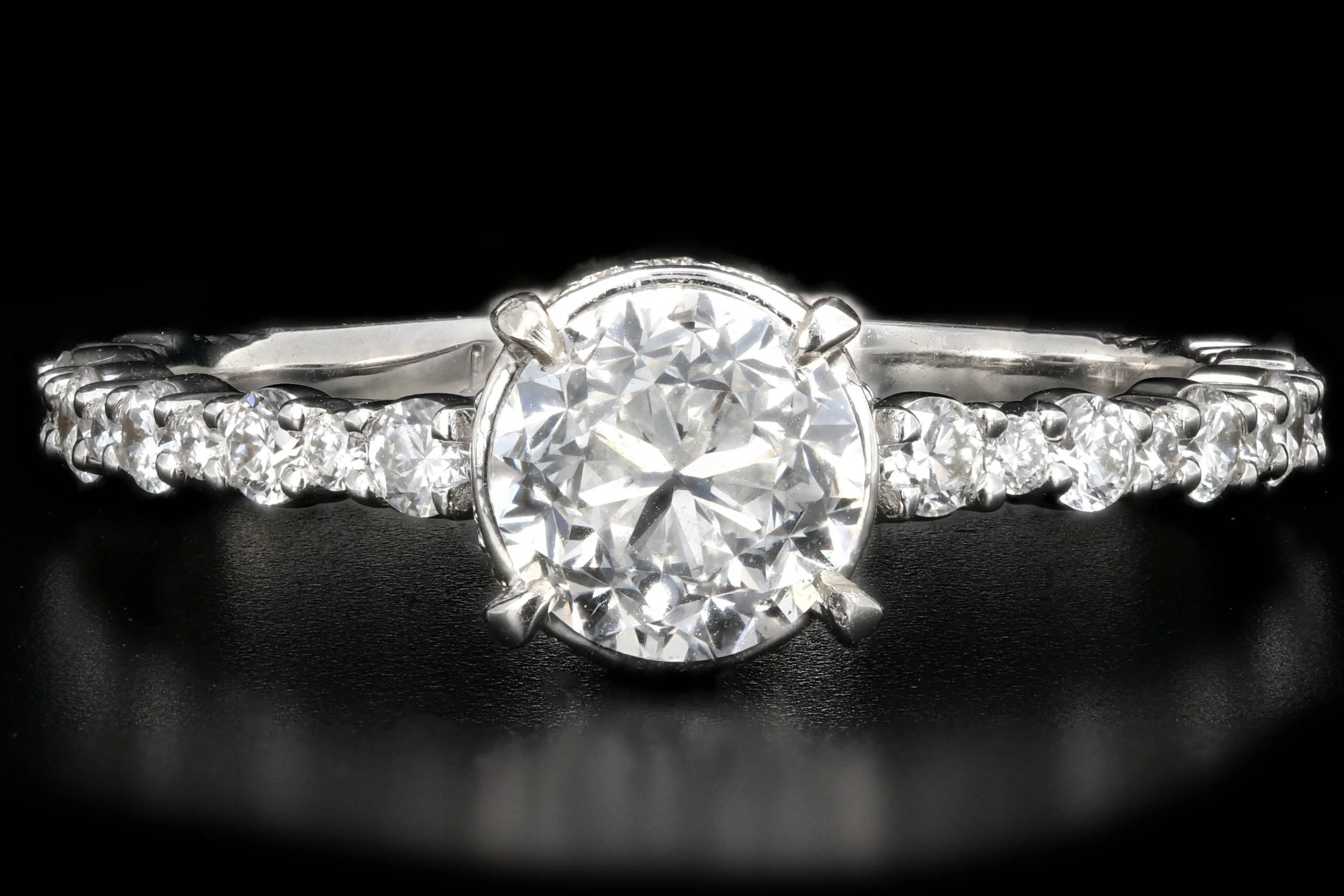 New 18K White Gold 1.01 Carat Round Brilliant Cut Diamond Engagement Ring