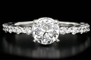New 18K White Gold 1.01 Carat Round Brilliant Cut Diamond Engagement Ring