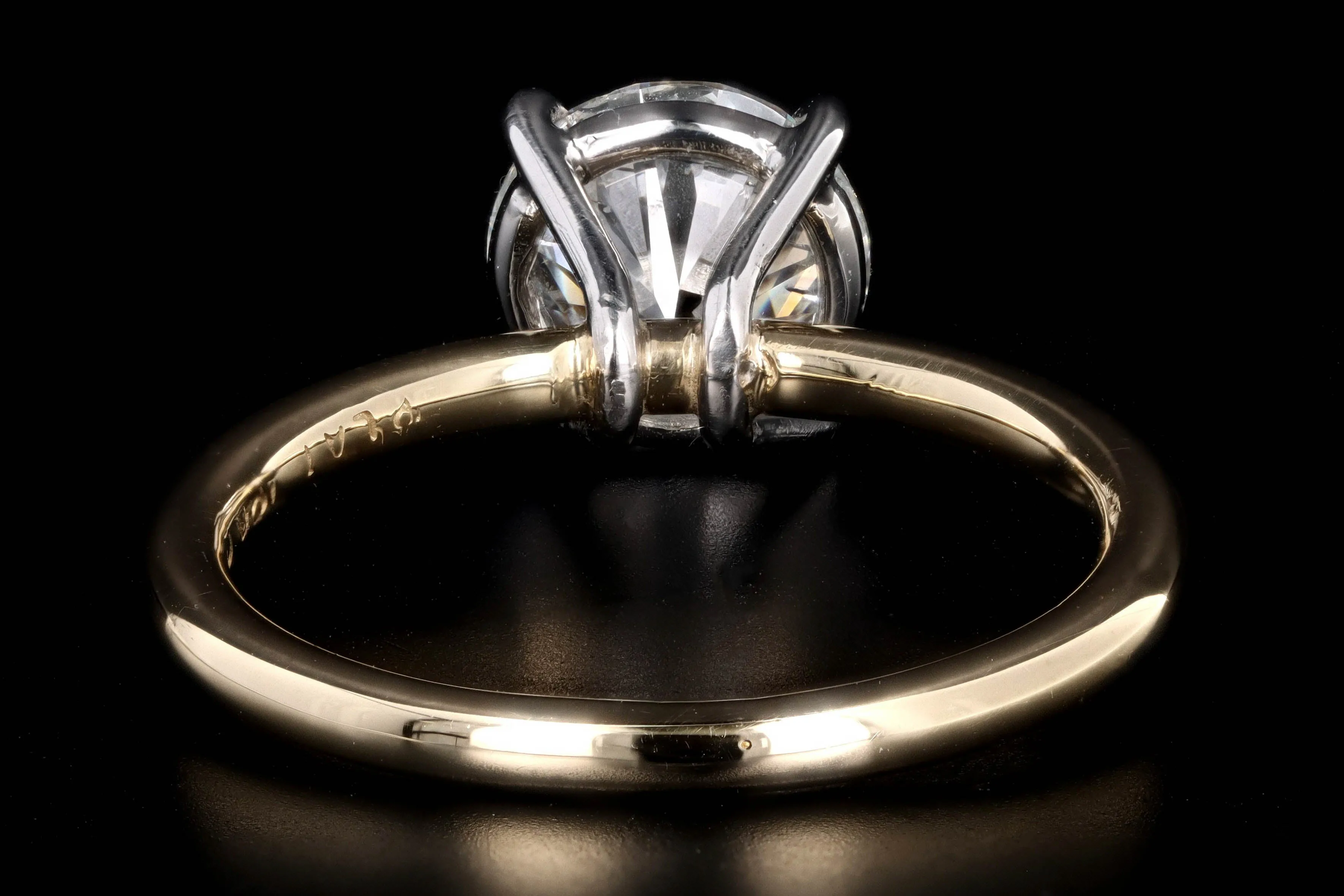 New Handmade 18K Yellow Gold & Platinum 2.08 Carat Round Brilliant Cut Diamond Engagement Ring