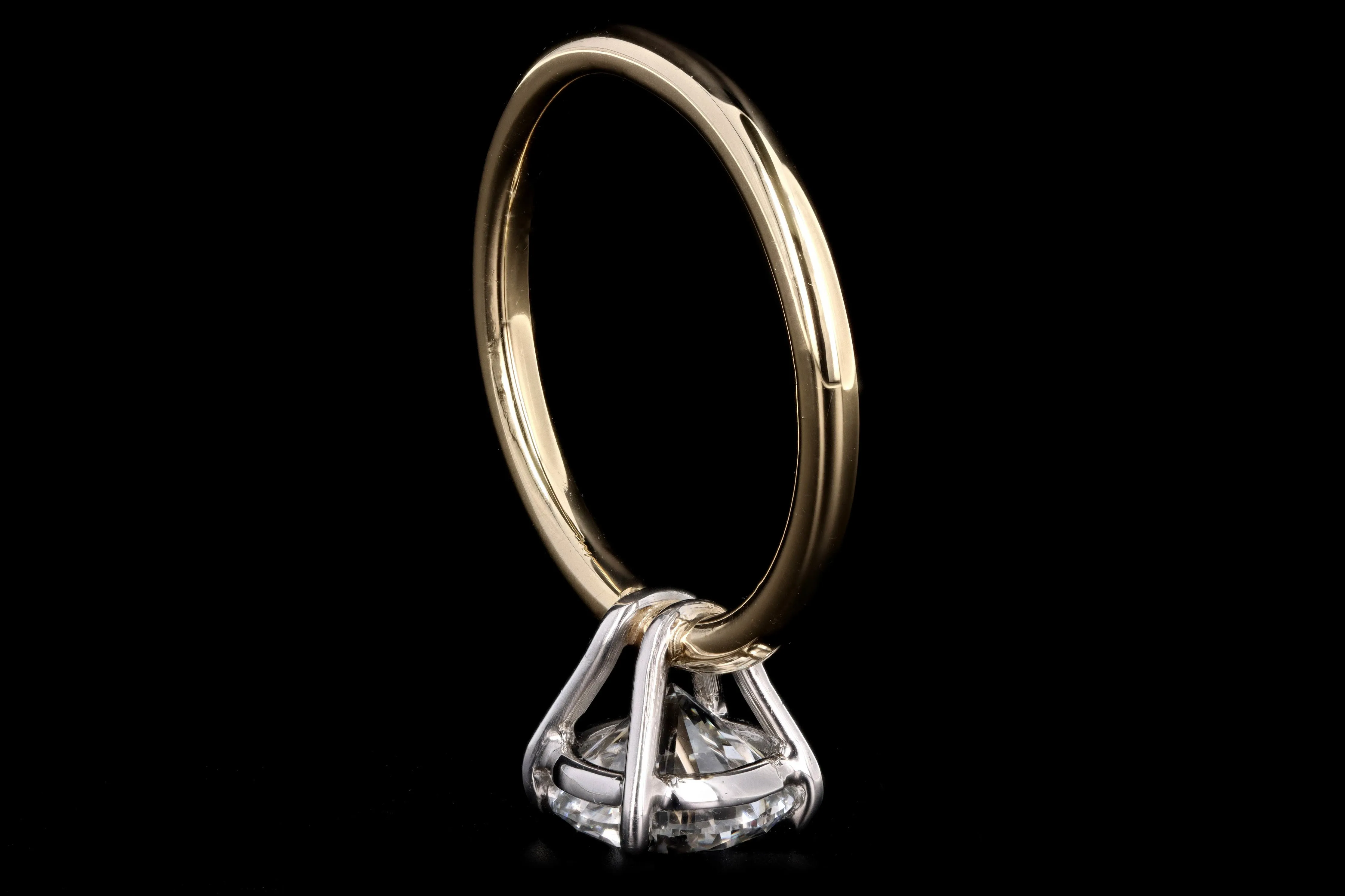 New Handmade 18K Yellow Gold & Platinum 2.08 Carat Round Brilliant Cut Diamond Engagement Ring
