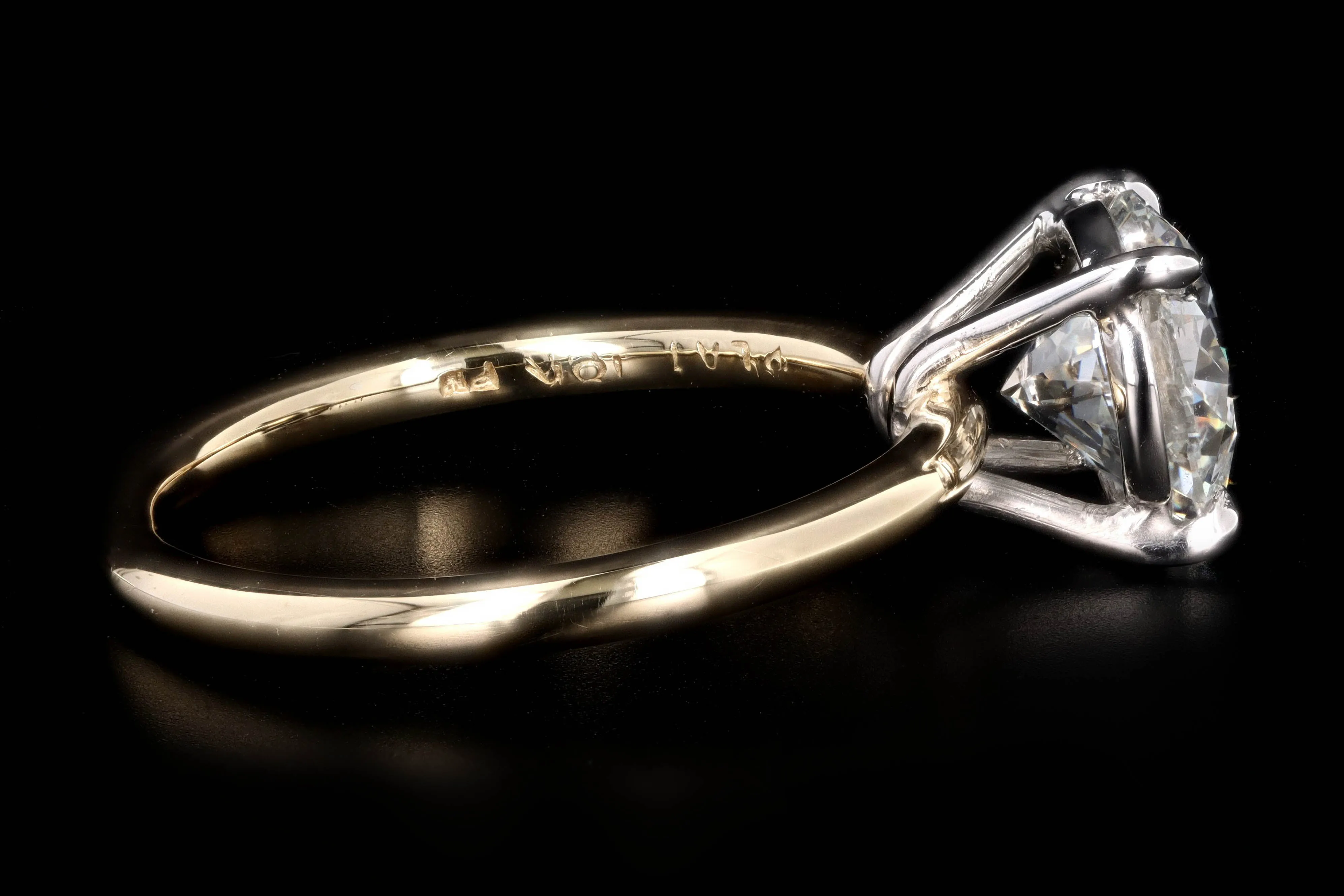 New Handmade 18K Yellow Gold & Platinum 2.08 Carat Round Brilliant Cut Diamond Engagement Ring