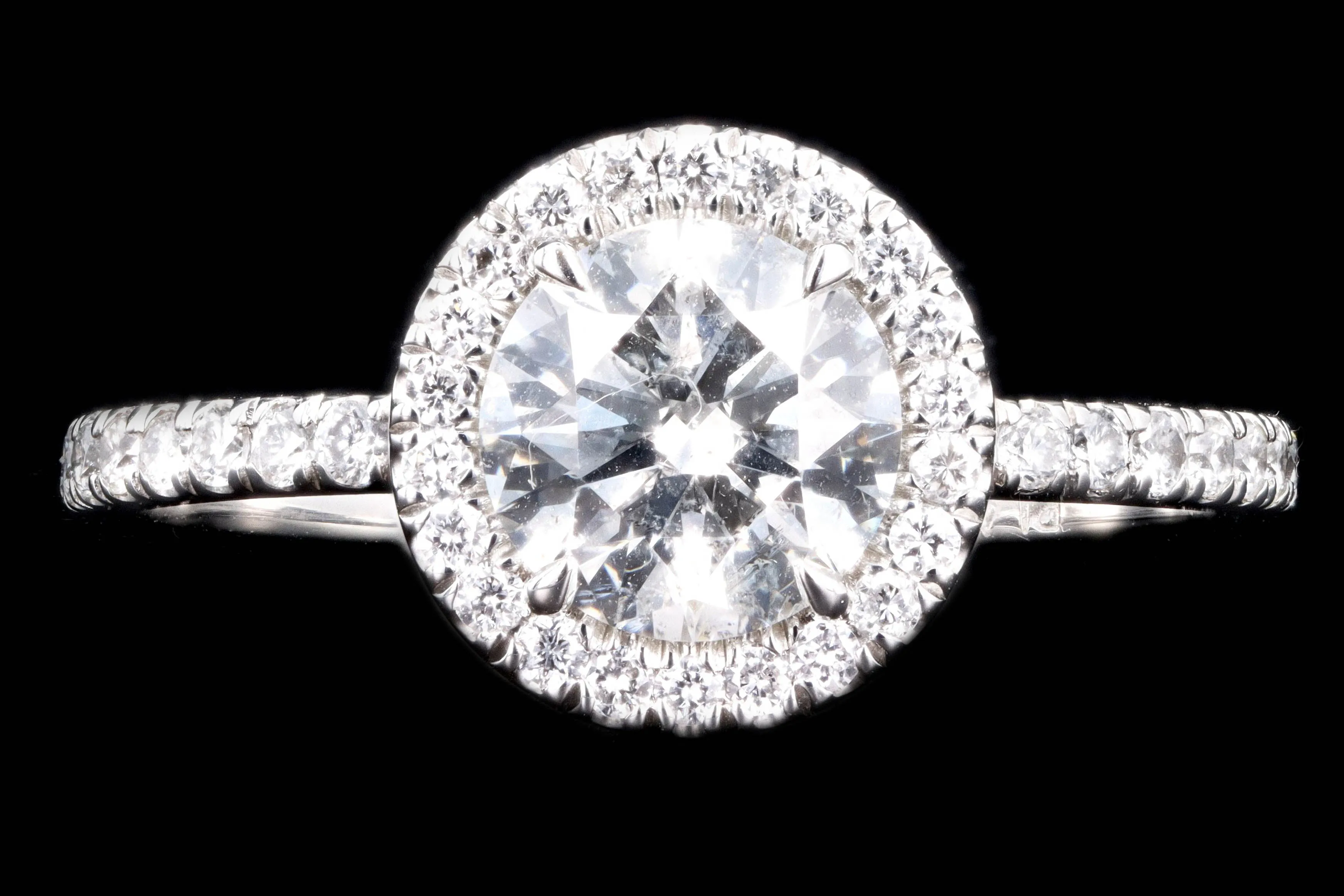 New Platinum 1.01 Carat Round Brilliant Cut Diamond Halo Engagement Ring GIA Certified