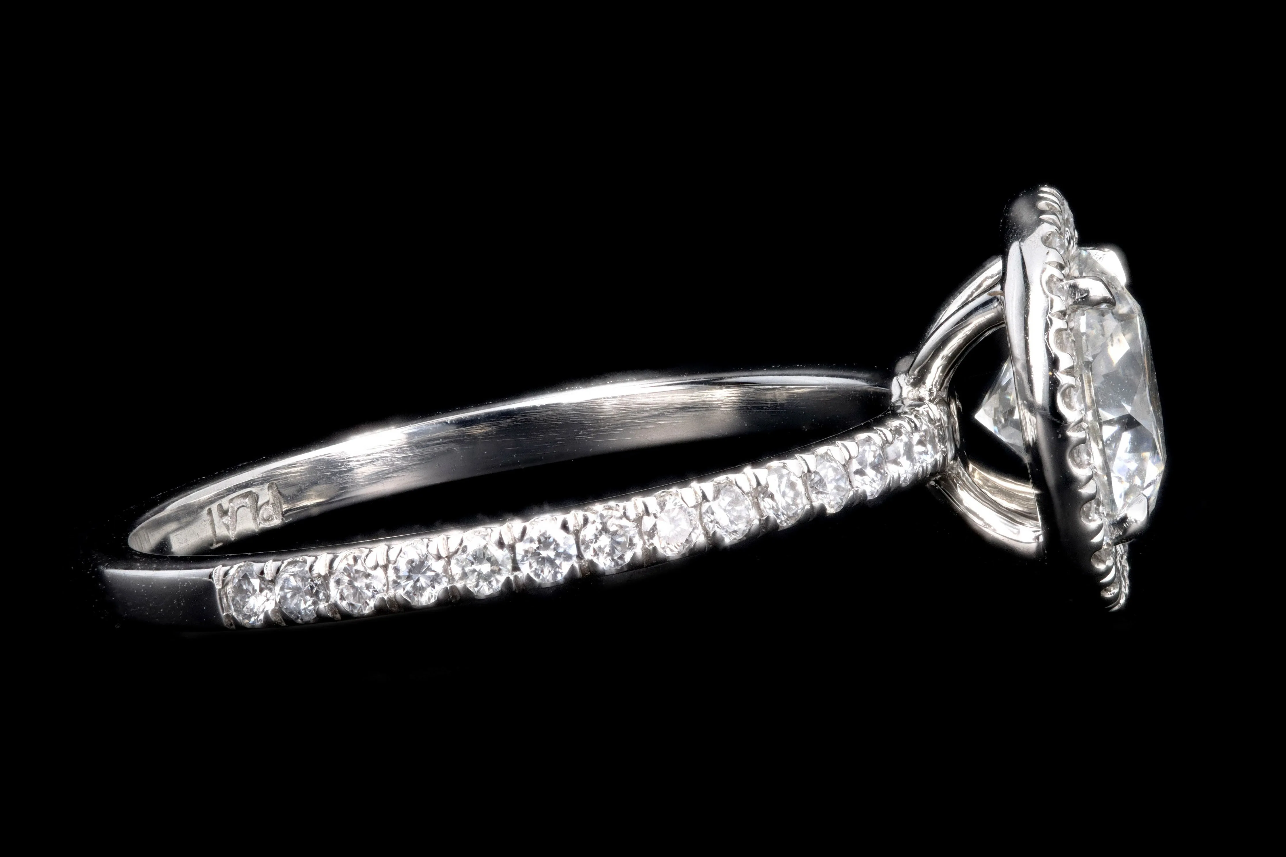 New Platinum 1.01 Carat Round Brilliant Cut Diamond Halo Engagement Ring GIA Certified