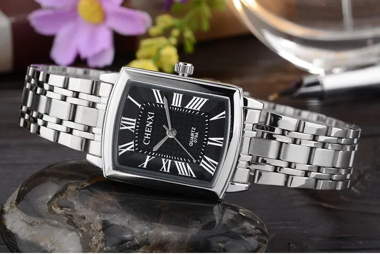 New Women Dress Watches Fashion Watches Men Luxury Brand Square Dial Personalized Casual Lover Couple Full Steep Strap Watches
