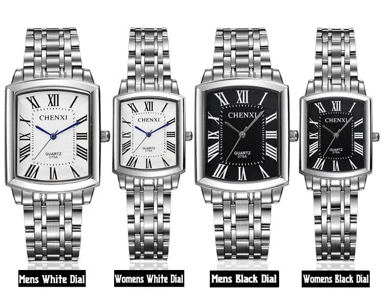 New Women Dress Watches Fashion Watches Men Luxury Brand Square Dial Personalized Casual Lover Couple Full Steep Strap Watches