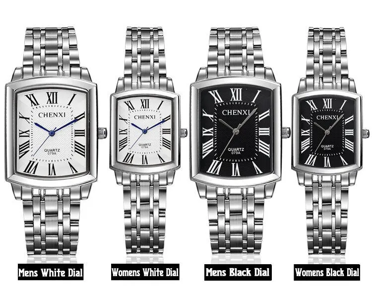 New Women Dress Watches Fashion Watches Men Luxury Brand Square Dial Personalized Casual Lover Couple Full Steep Strap Watches