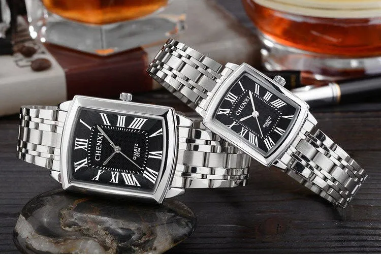New Women Dress Watches Fashion Watches Men Luxury Brand Square Dial Personalized Casual Lover Couple Full Steep Strap Watches