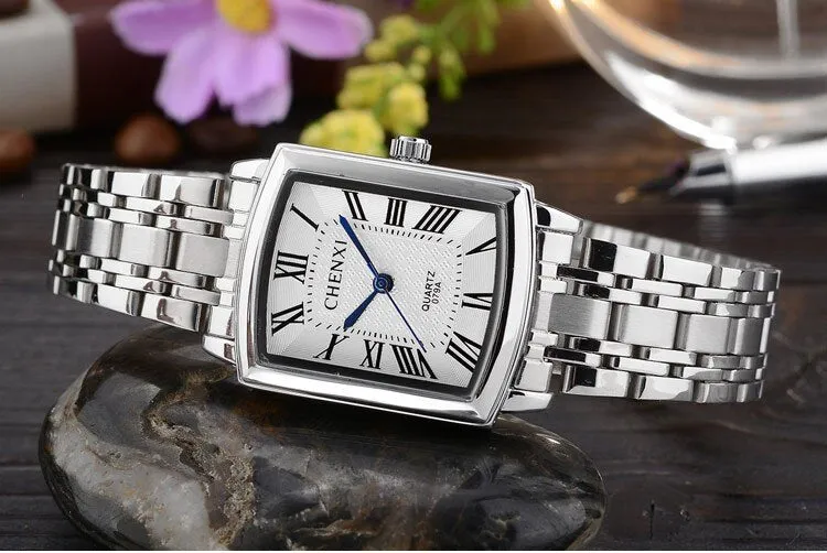 New Women Dress Watches Fashion Watches Men Luxury Brand Square Dial Personalized Casual Lover Couple Full Steep Strap Watches