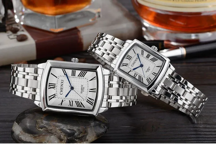 New Women Dress Watches Fashion Watches Men Luxury Brand Square Dial Personalized Casual Lover Couple Full Steep Strap Watches