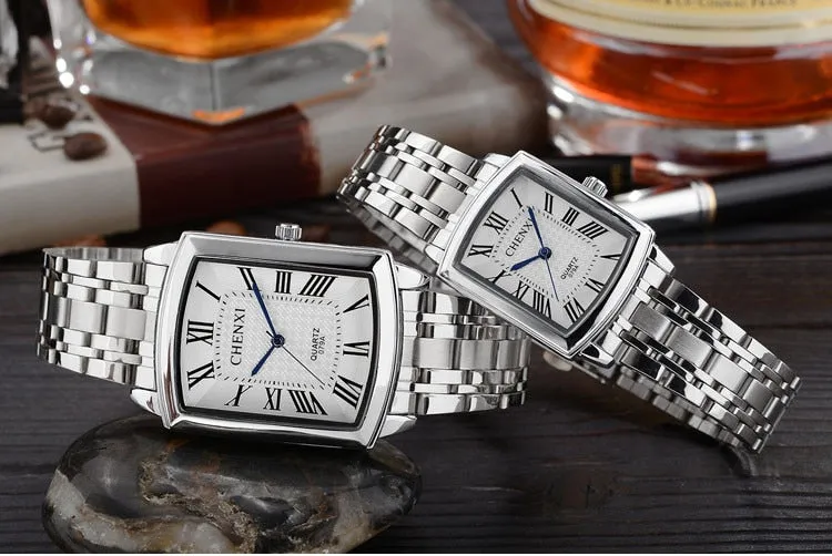 New Women Dress Watches Fashion Watches Men Luxury Brand Square Dial Personalized Casual Lover Couple Full Steep Strap Watches