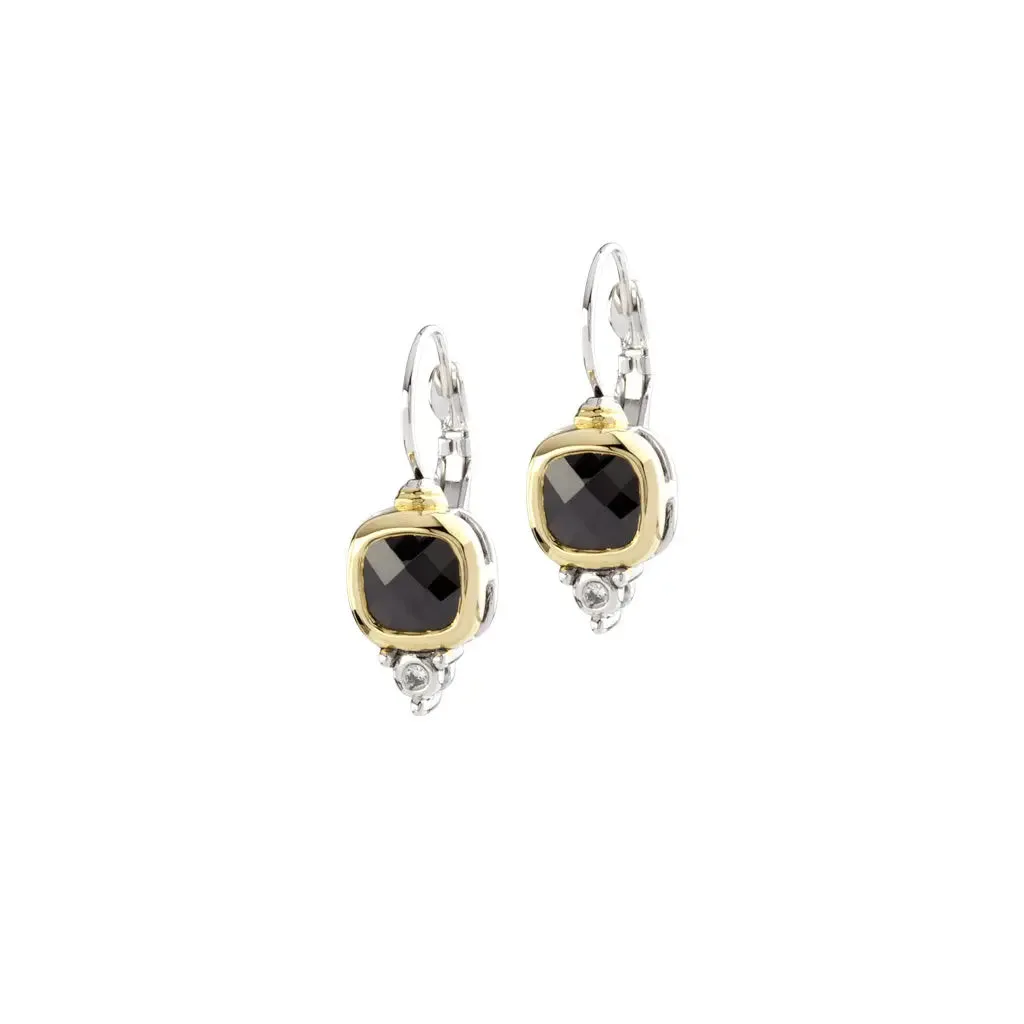 Nouveau Collection - Small Square Cubic Zirconia French Wire Earrings