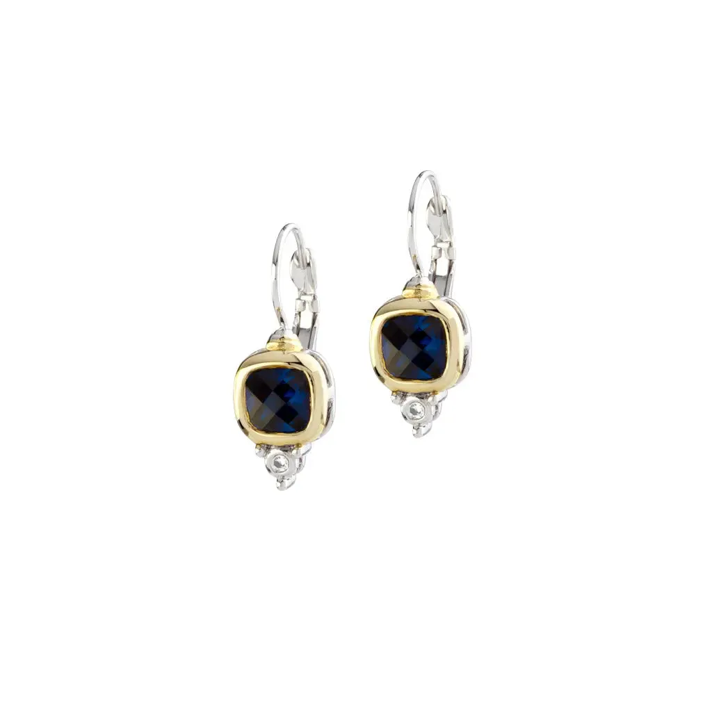 Nouveau Collection - Small Square Cubic Zirconia French Wire Earrings
