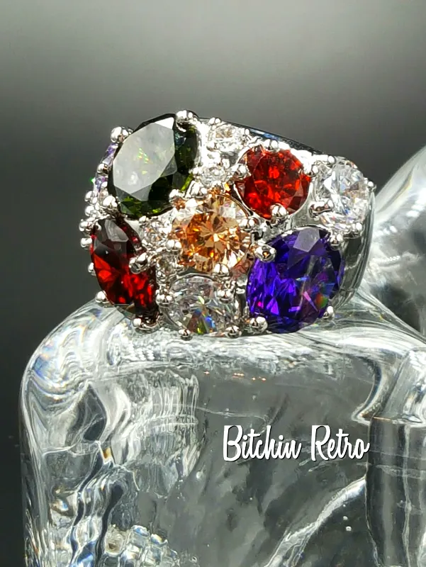 NVC Cubic Zirconia Cocktail Ring in a Rainbow of Colors