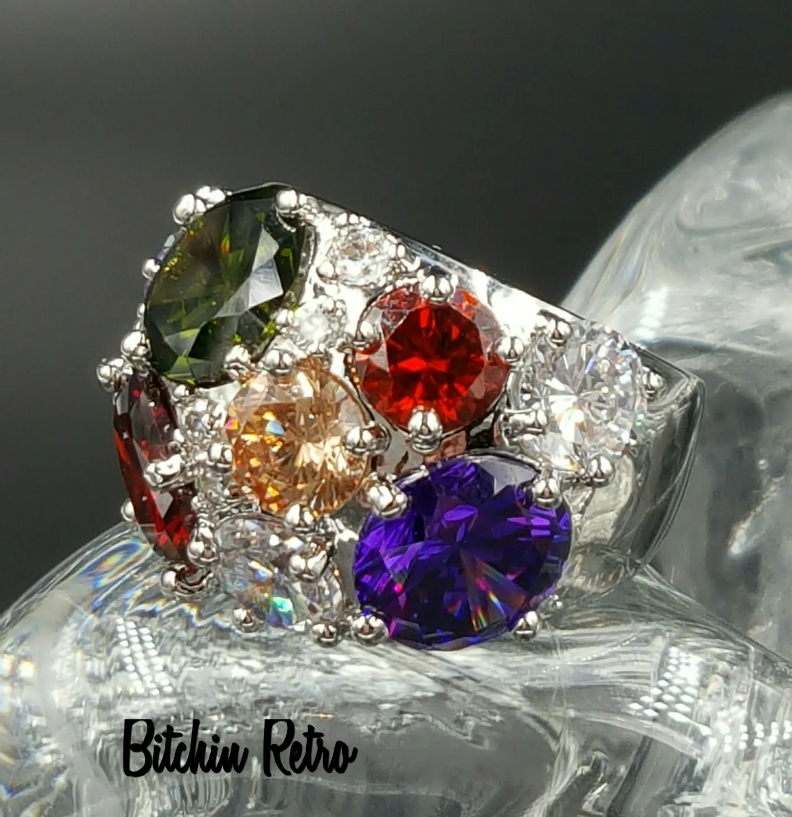 NVC Cubic Zirconia Cocktail Ring in a Rainbow of Colors