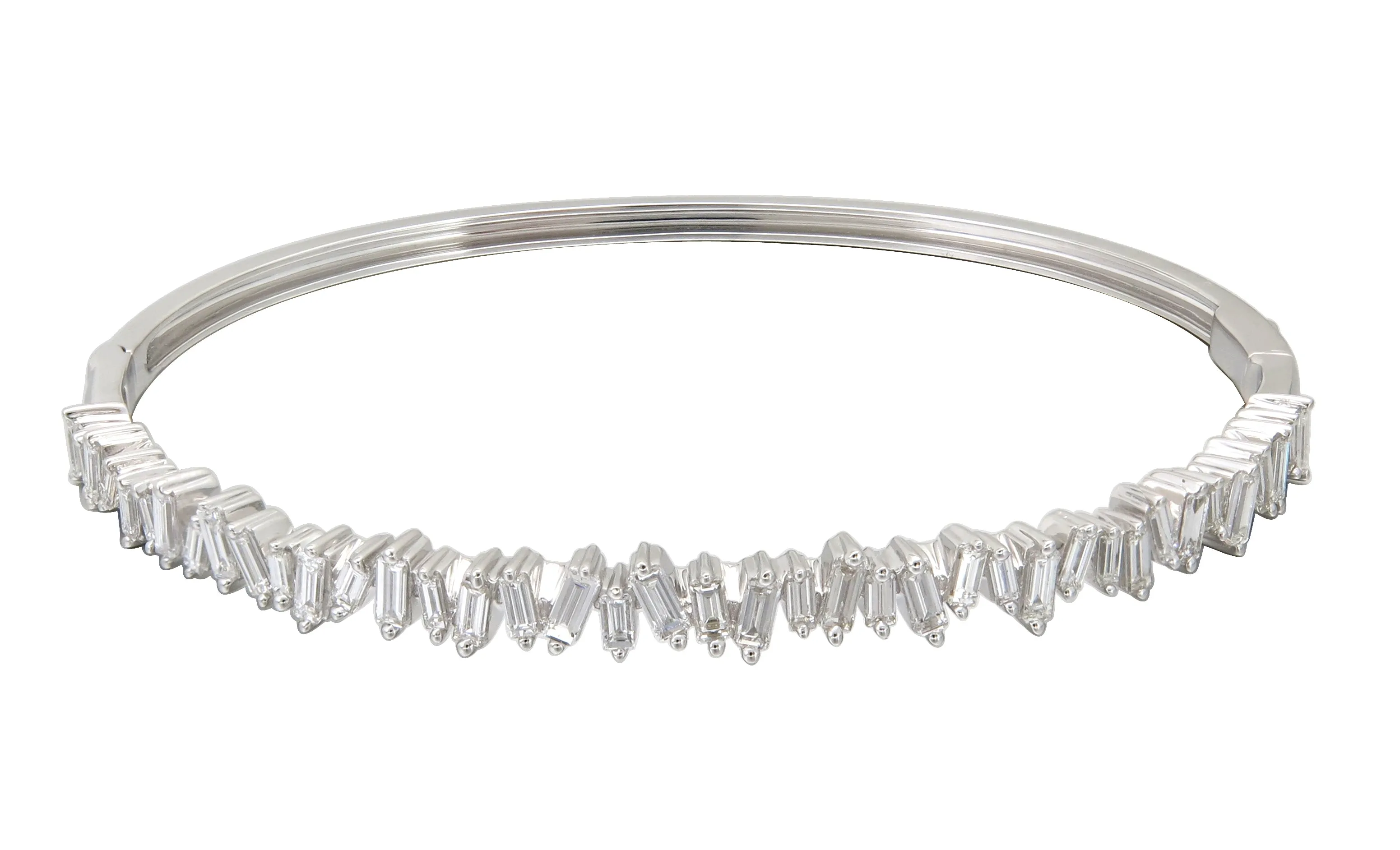 Off-Center Baguette Diamond Bangle Bracelet 1.63ct tw
