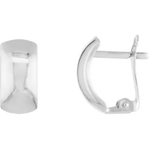 Olas d'Oro - 14K White Gold Polished Curve Earrings with Snap-Lock Clasp