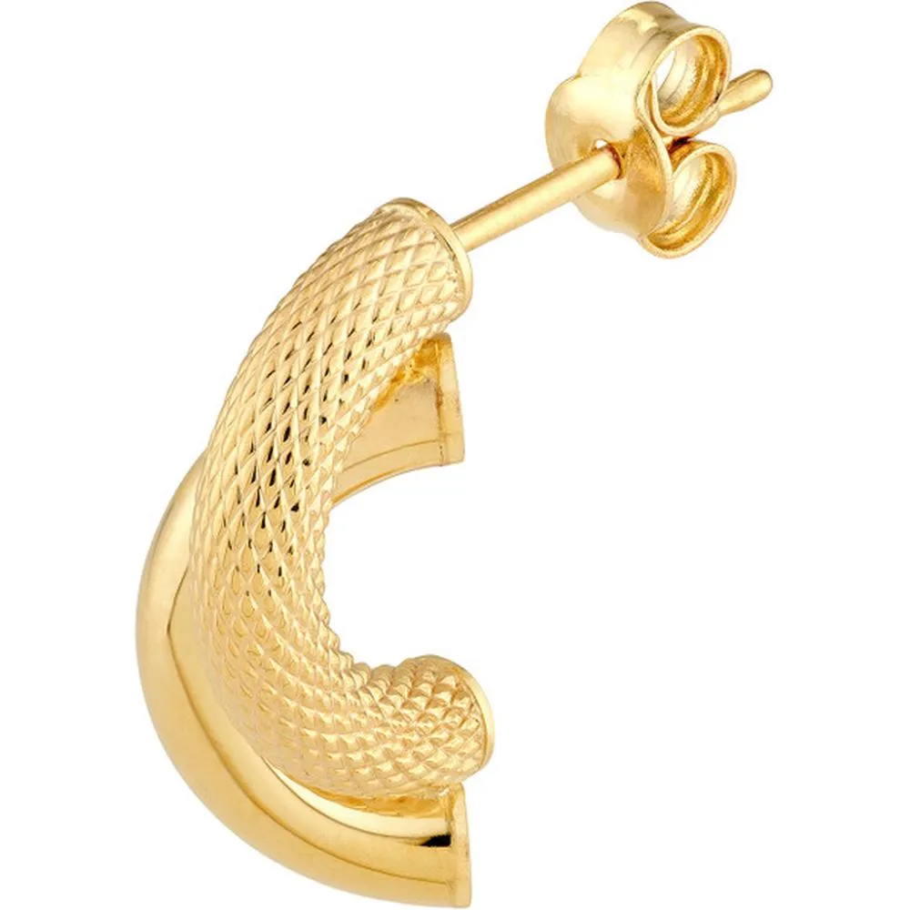 Olas d'Oro - 14K Yellow Gold Diamond-Cut and Polished Tube Stud Earrings