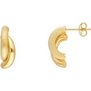 Olas d'Oro - 14K Yellow Gold Diamond-Cut and Polished Tube Stud Earrings