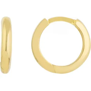 Olas d'Oro - 14K Yellow Gold Small Huggie Earrings with Snap-Lock Clasp