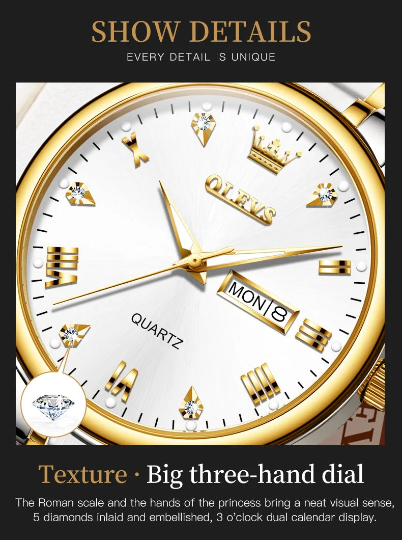 Olevs OEM Private Label Popular Luxury Calendar Waterproof Men's Quartz Watch