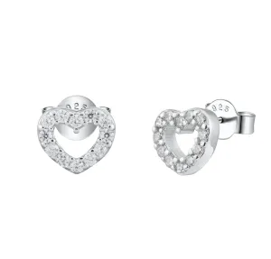 Open Heart Crystal Pave Stud Earrings