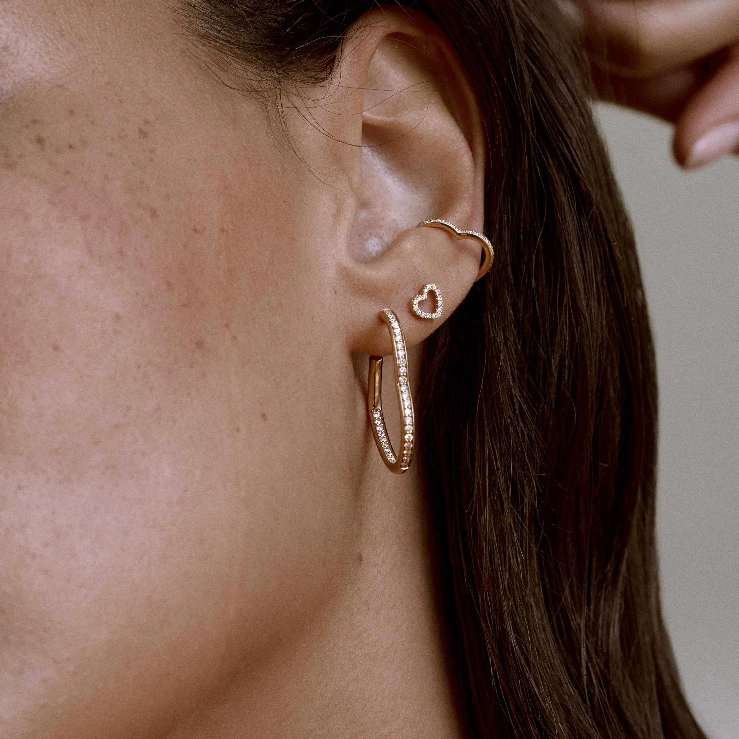 Open Heart Hoop Earring