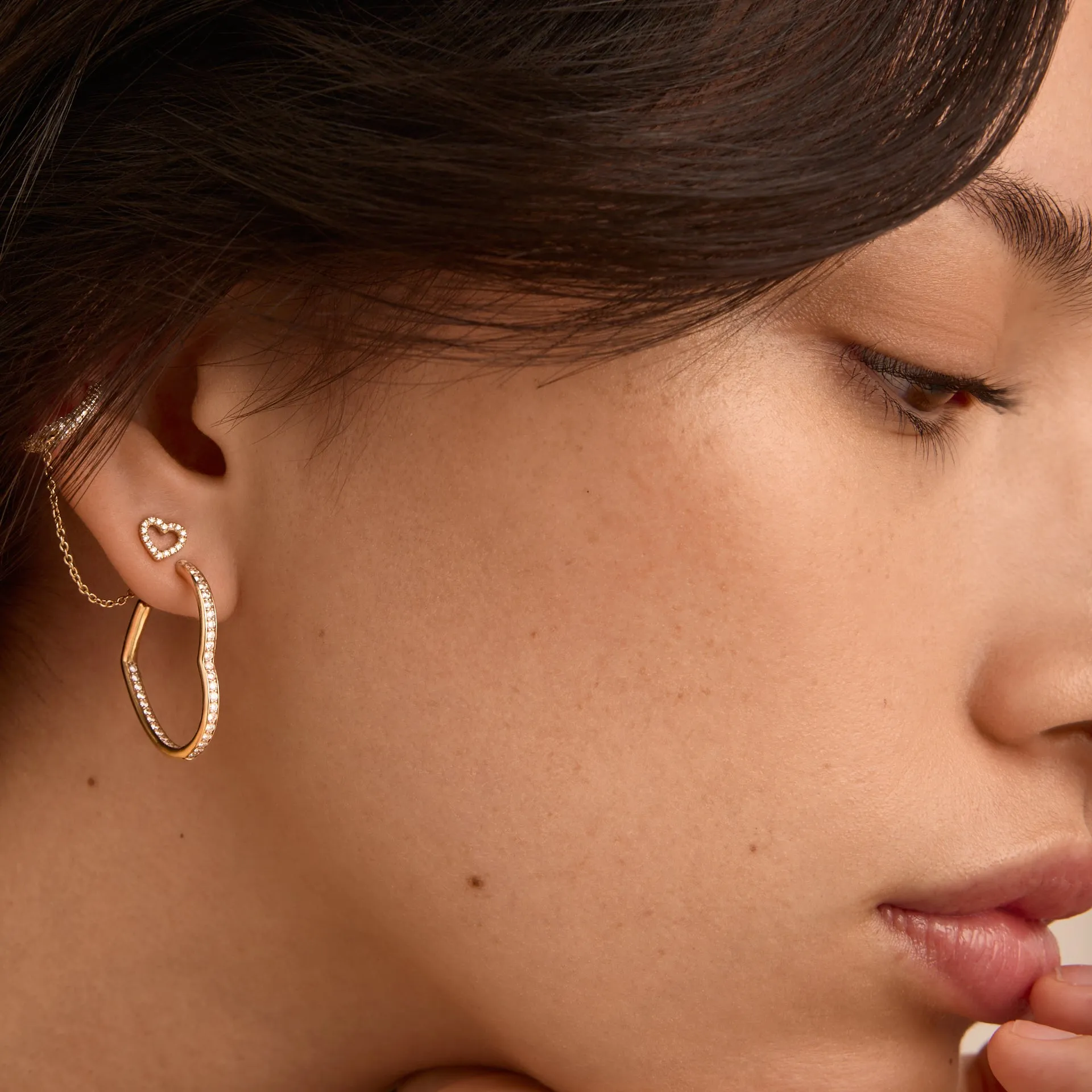 Open Heart Hoop Earring