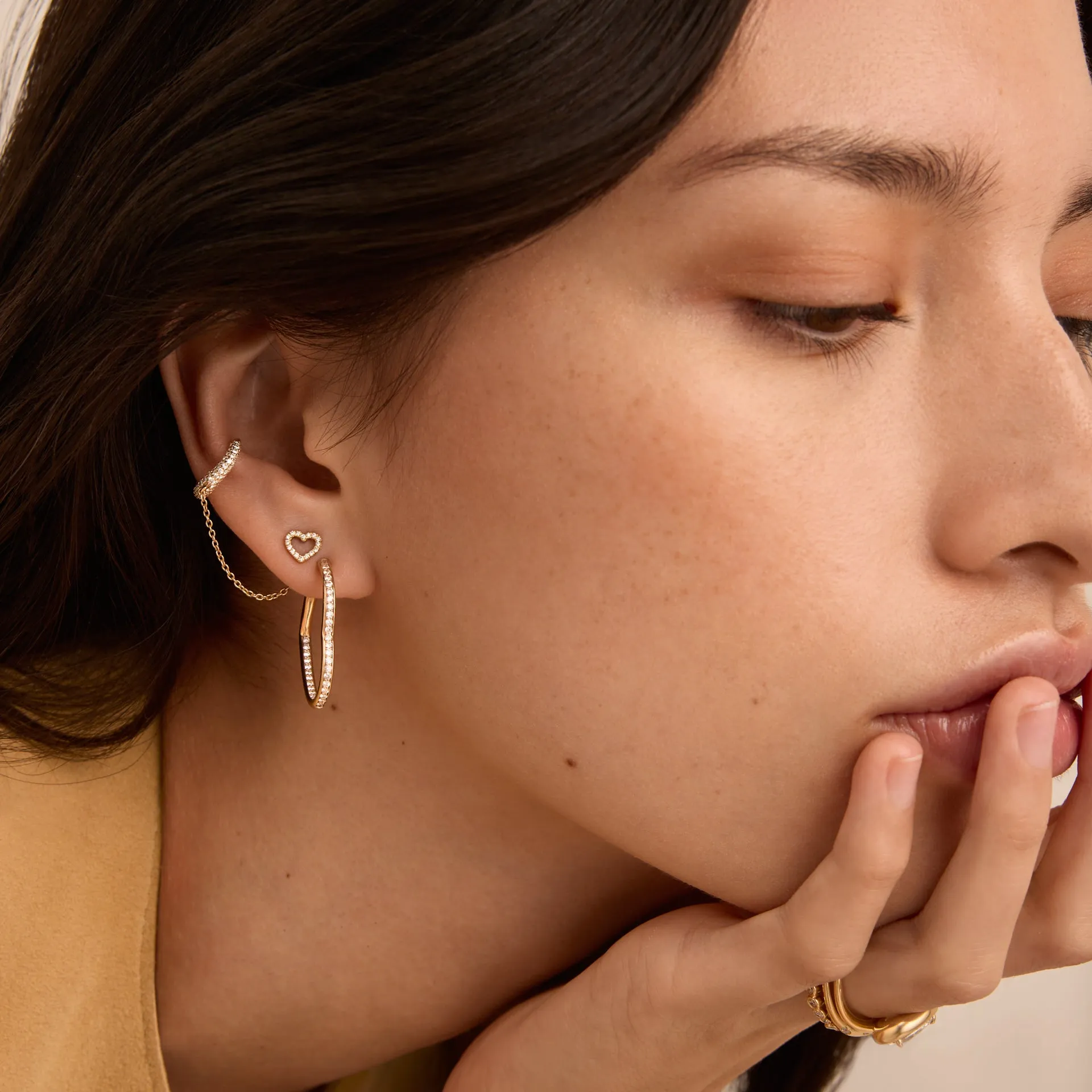 Open Heart Hoop Earring