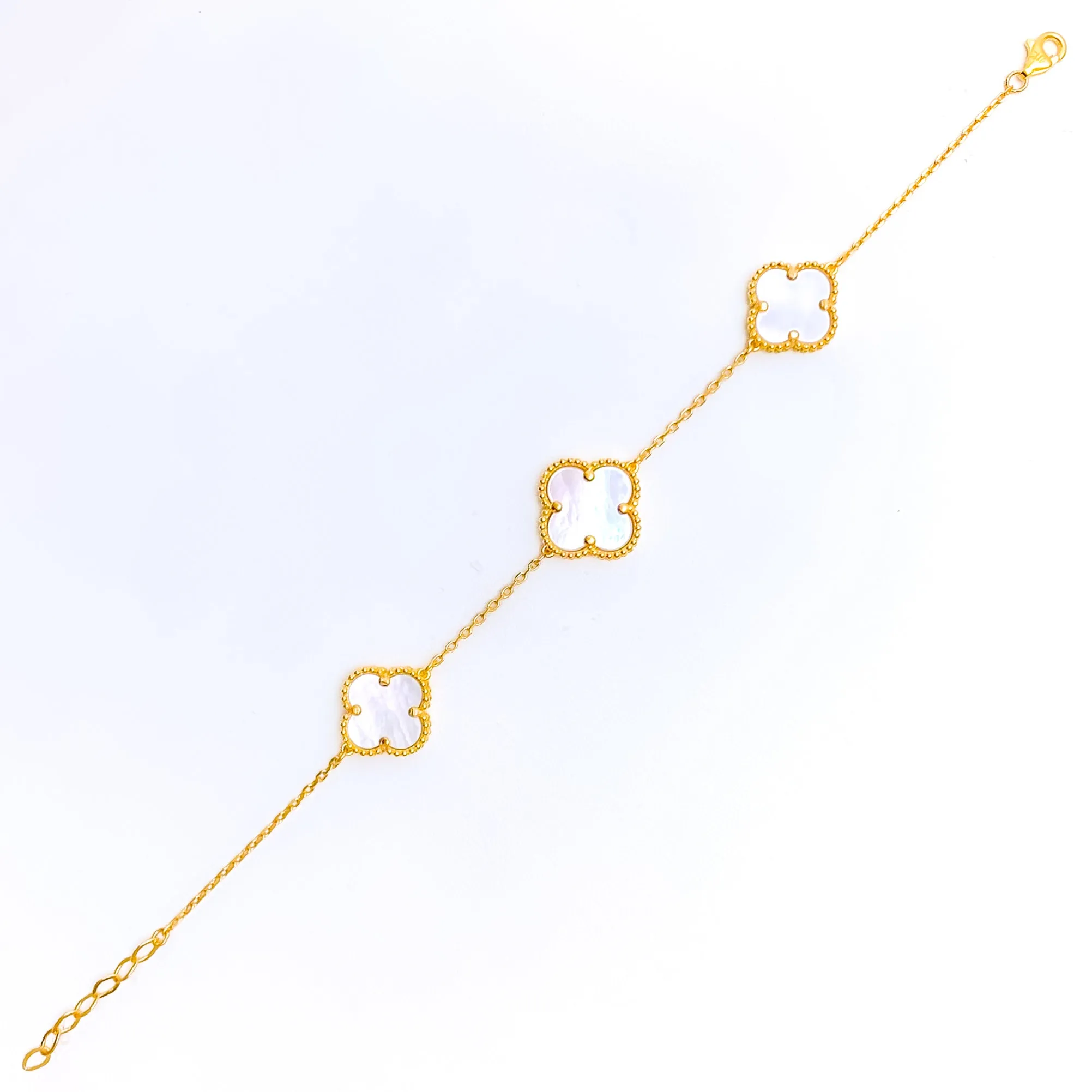Opulent Gleaming 21k Gold Clover Bracelet