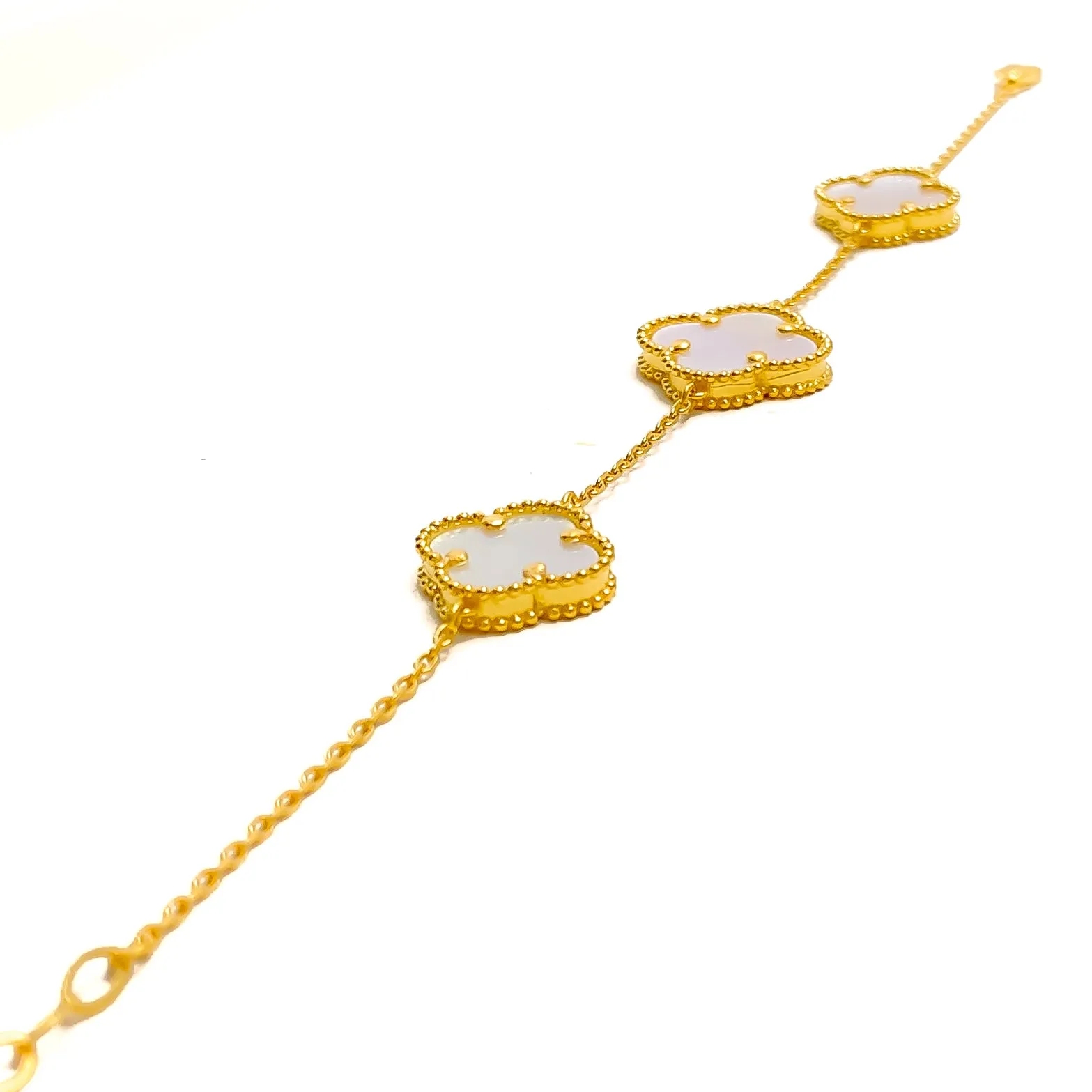 Opulent Gleaming 21k Gold Clover Bracelet
