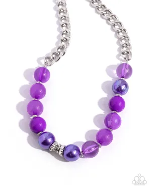 Opulent Opacities - Purple - Varied Bead Paparazzi Short Necklace
