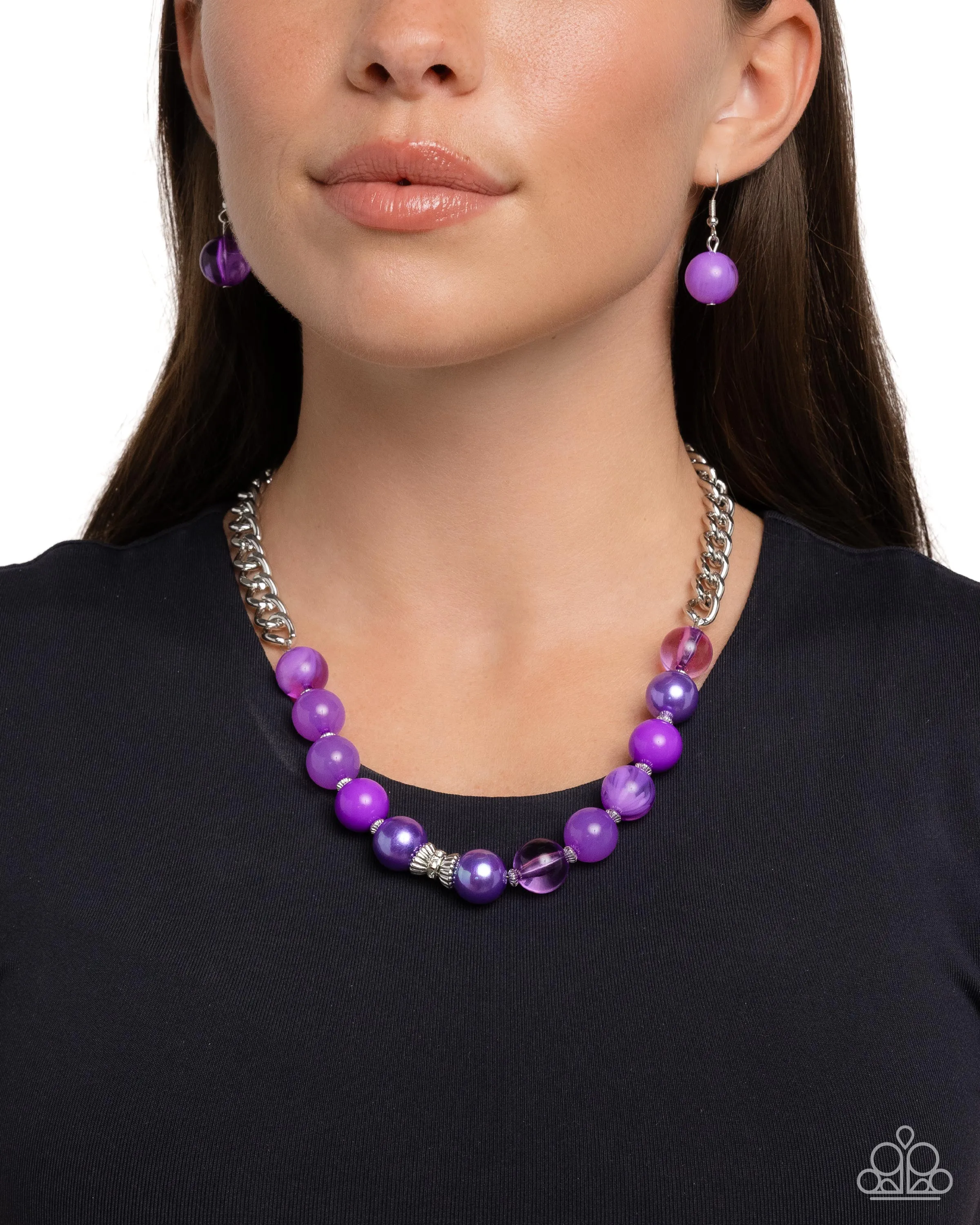 Opulent Opacities - Purple - Varied Bead Paparazzi Short Necklace