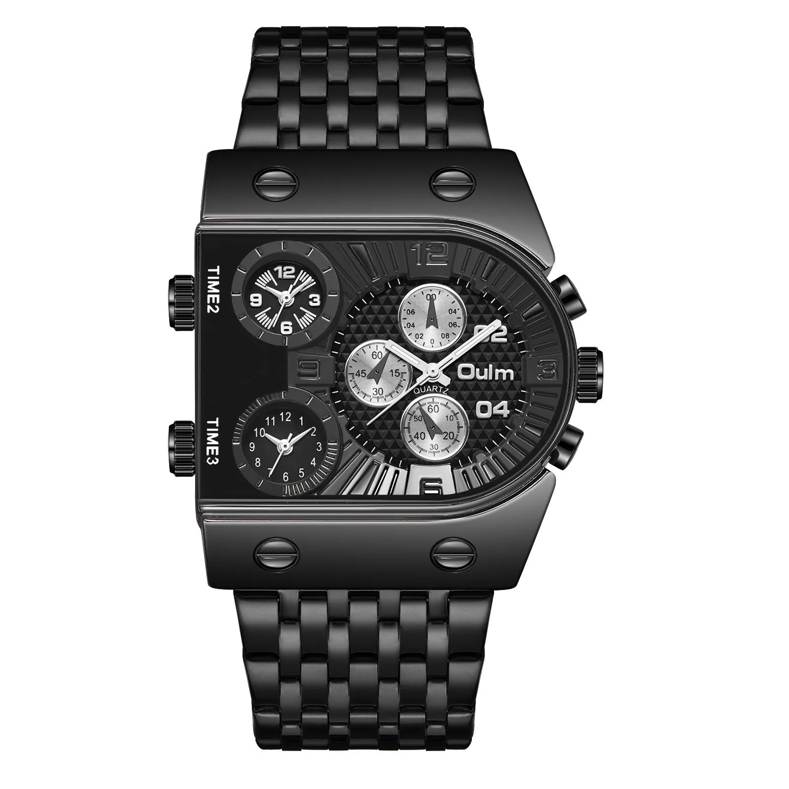 Oulm Ushaped Steel Big Dial Multifunctional watch for men 9315