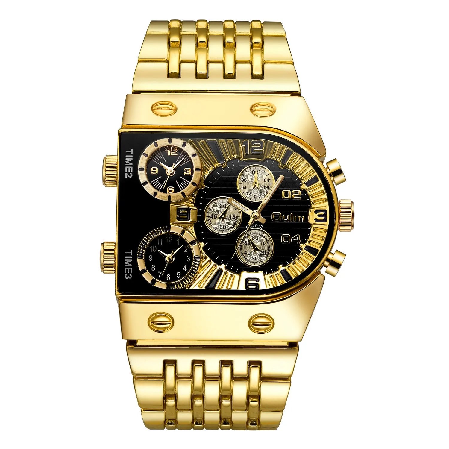 Oulm Ushaped Steel Big Dial Multifunctional watch for men 9315