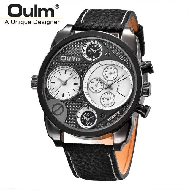 OULM Watch Men Brown Luxury Quartz Steel Mens Watches Top Brand Luxury Chronograph Clock Man Men's Watch Luxury Wristwatches