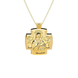 Our Lady of Perpetual Help Necklace Virgin Mary Cross Necklace